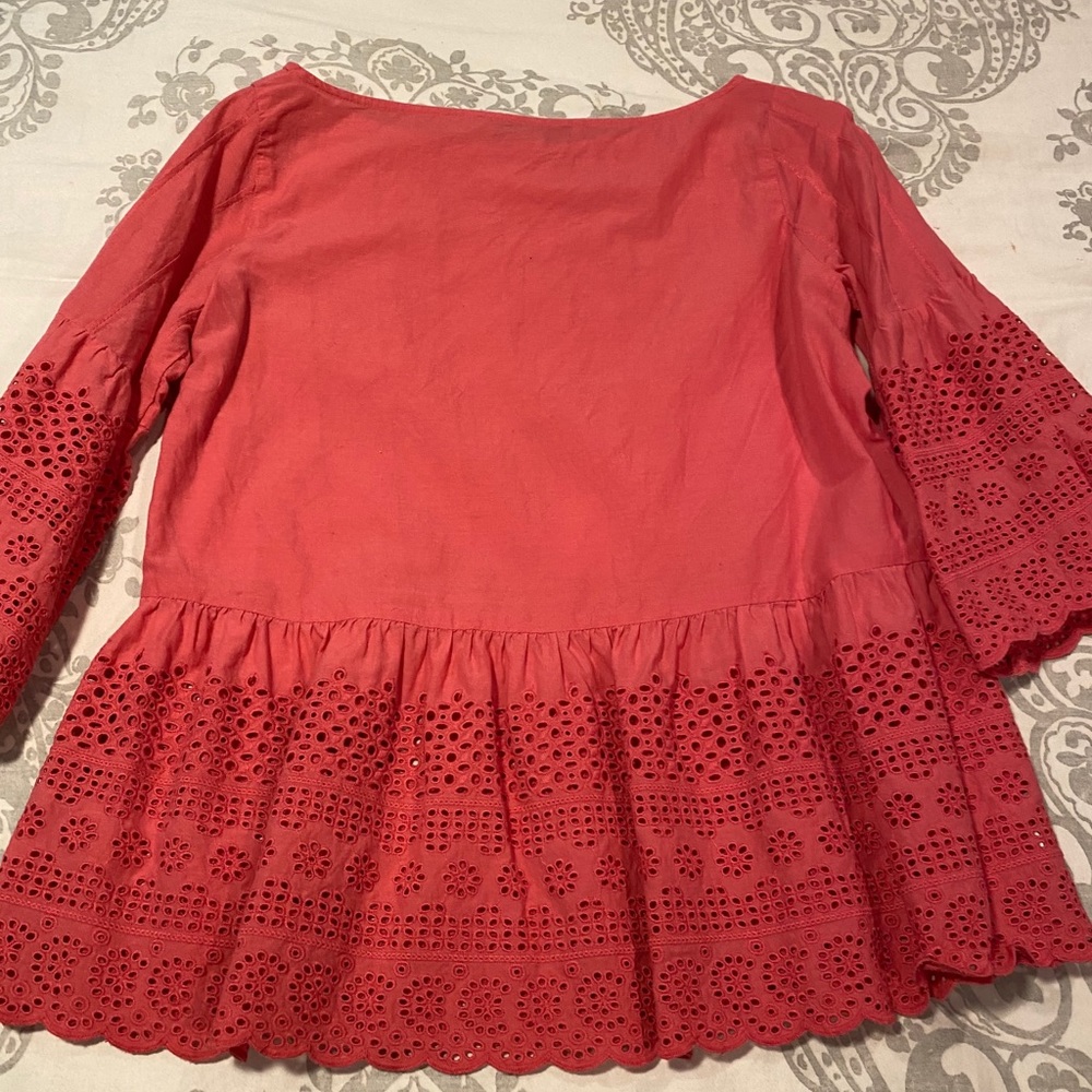 LOFT Eyelet Blouse In Pink. Sz XXS